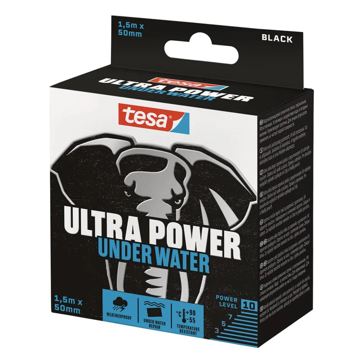 tesa® Gewebeband Reparaturband Ultra Power - 1,5 m x 50 mm, schwarz