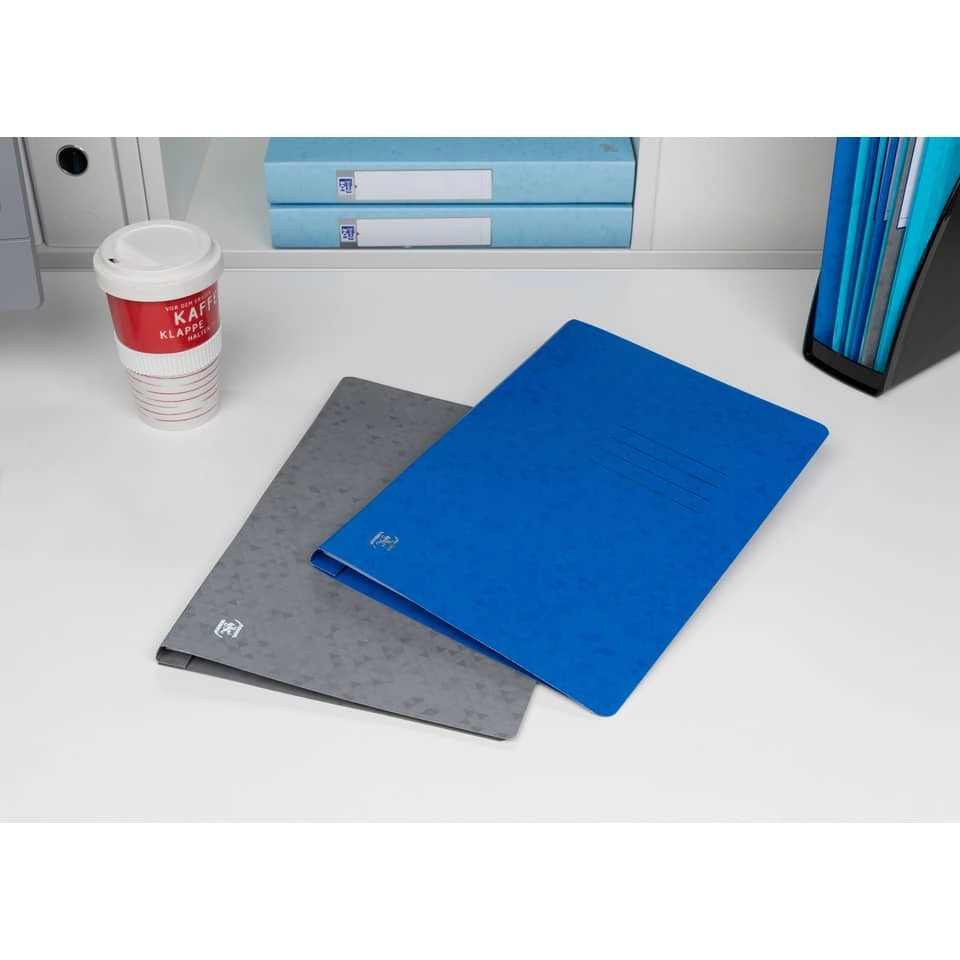 OXFORD Schnellhefter TOP FILE+ - A4, Karton 390g/qm, kfm. und Amtsheftung, blau