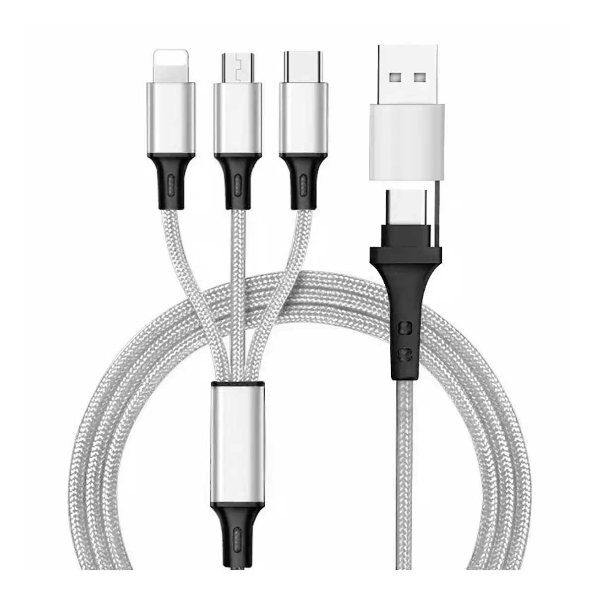 Fontastic 6in1 Ladekabel USB-A/Type-C/8-Pin/Micro USB 1.2m silber