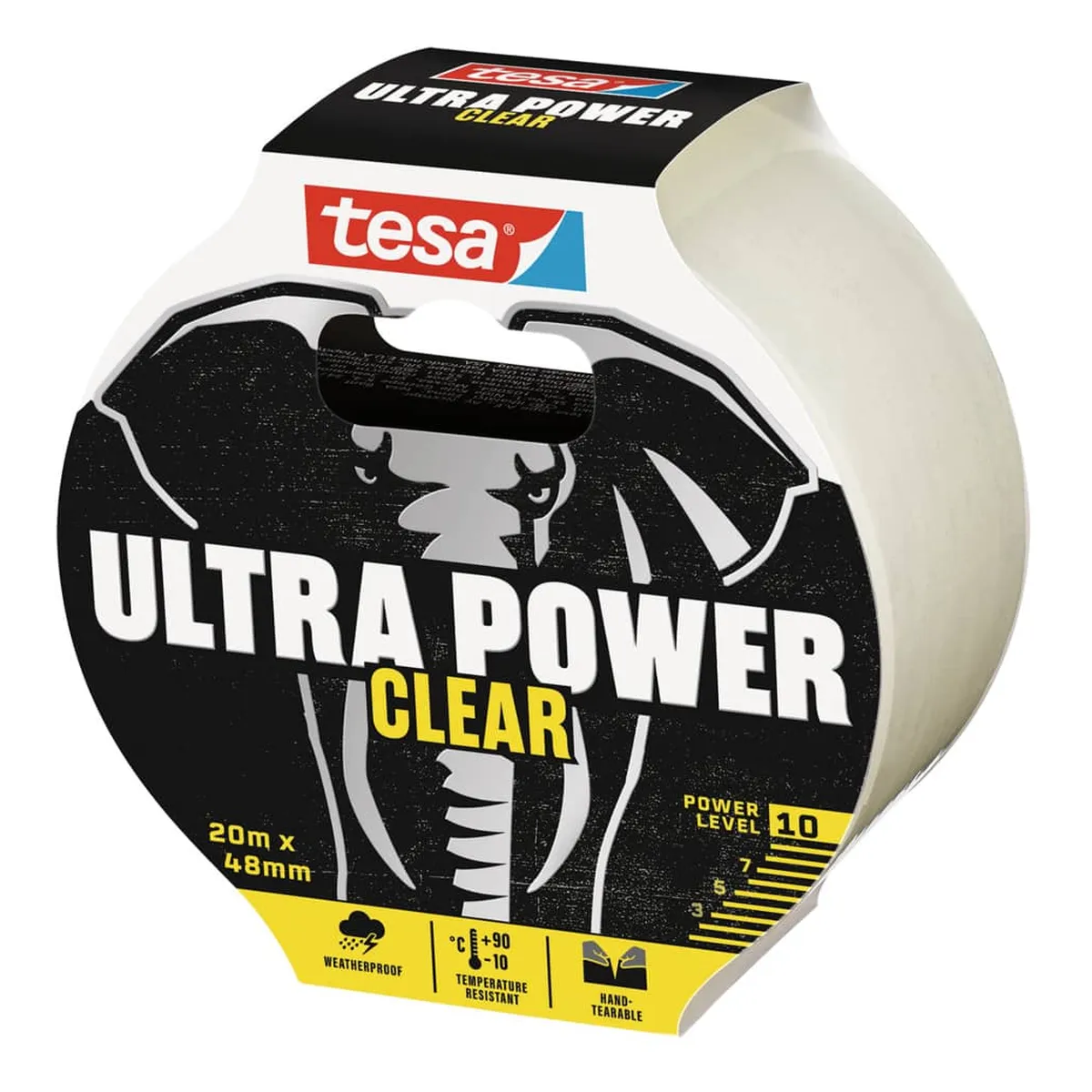 tesa® Gewebeband Reparaturband Ultra Power Clear - 10 m x 48 mm, transparent