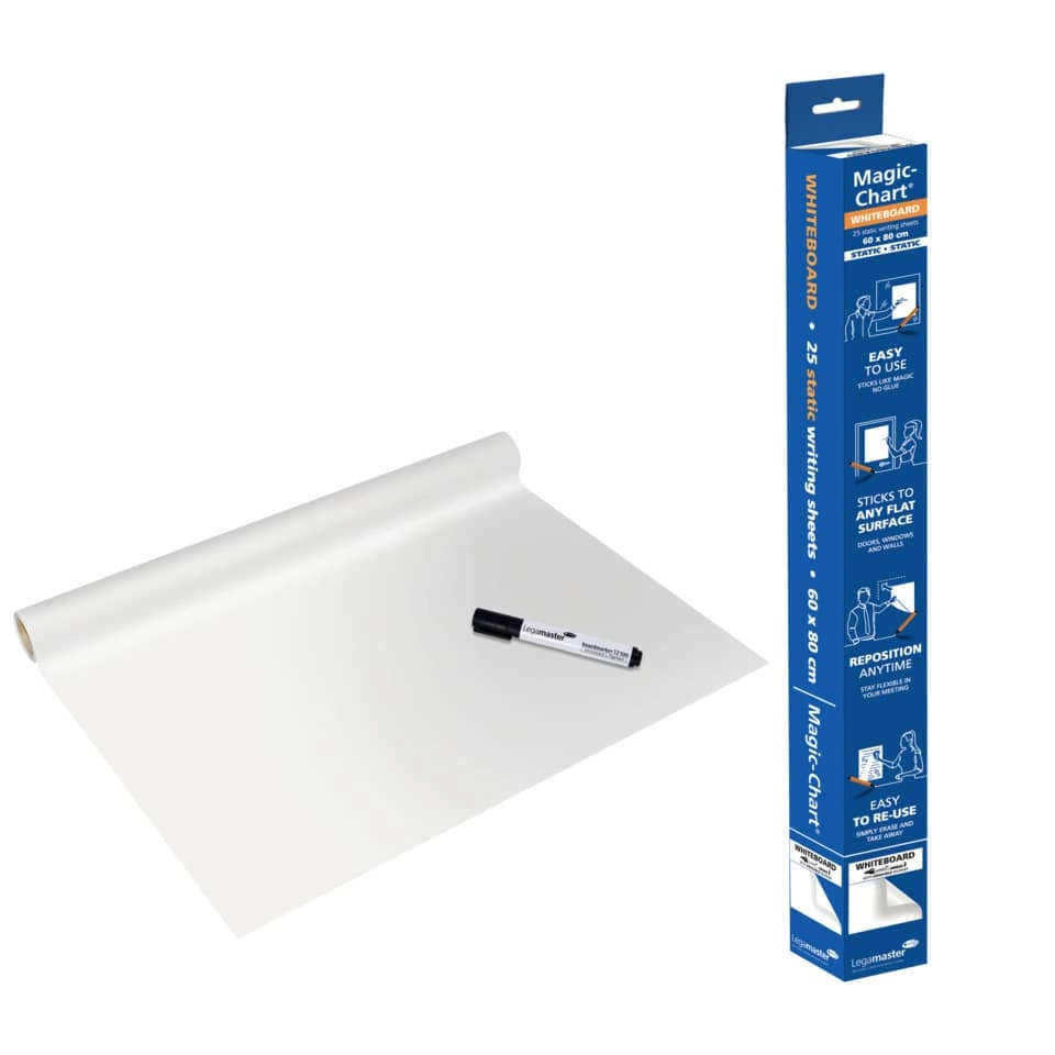 Legamaster Schreibfolie Magic-Chart whiteboard - 60 x 80 cm, 25 Blatt, weiß, blanko