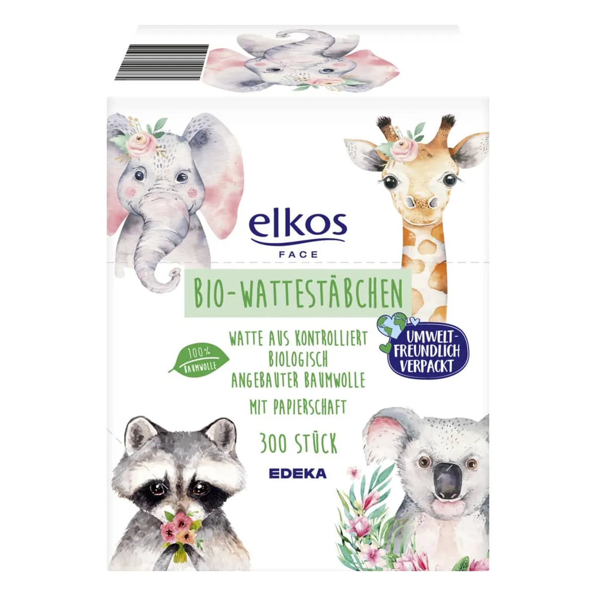 elkos Bio-Wattestäbchen - 300 Stück