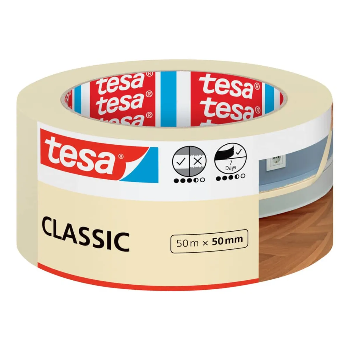 tesa® Malerband Classic - 50 m x 50 mm, beige