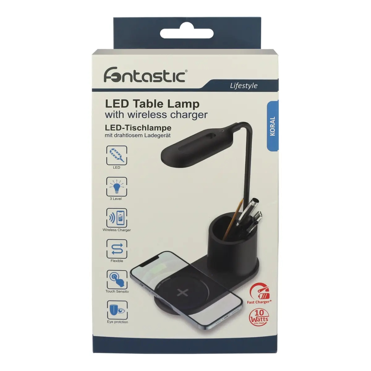 Fontastic Schreibtischlampe mit Induktivlader & Stiftehalter