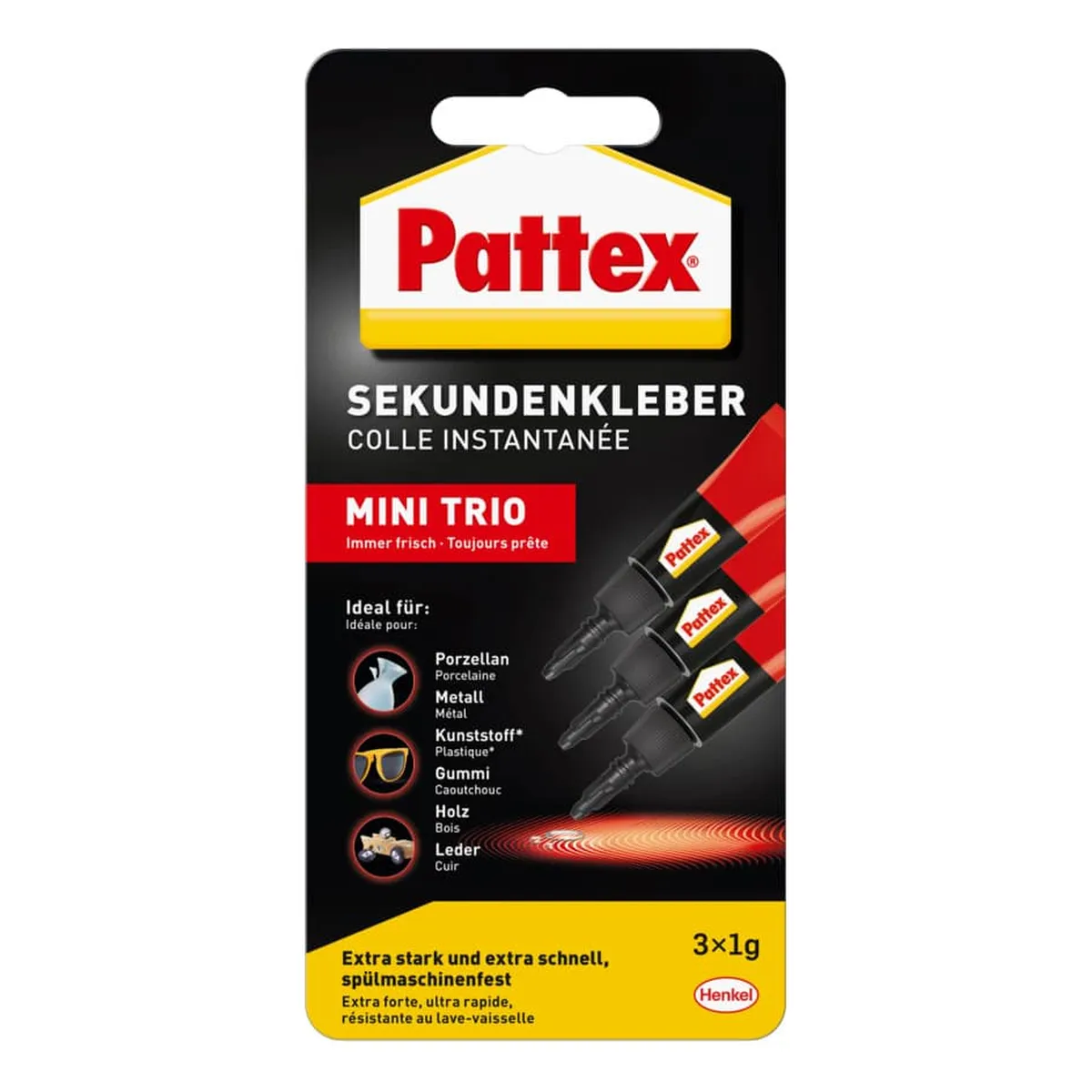 Pattex Sekundenkleber - 3x 1g, Blister