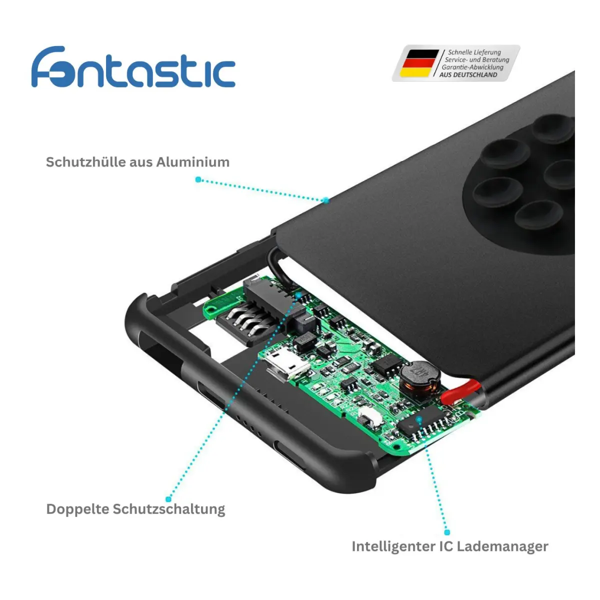 Fontastic Saugnapf Power Bank Ventu 5.000mAh schwarz