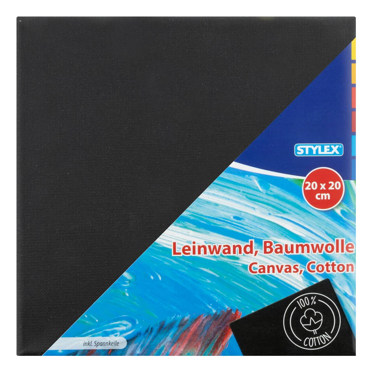 Stylex Leinwand, 20 x 20 cm, schwarz