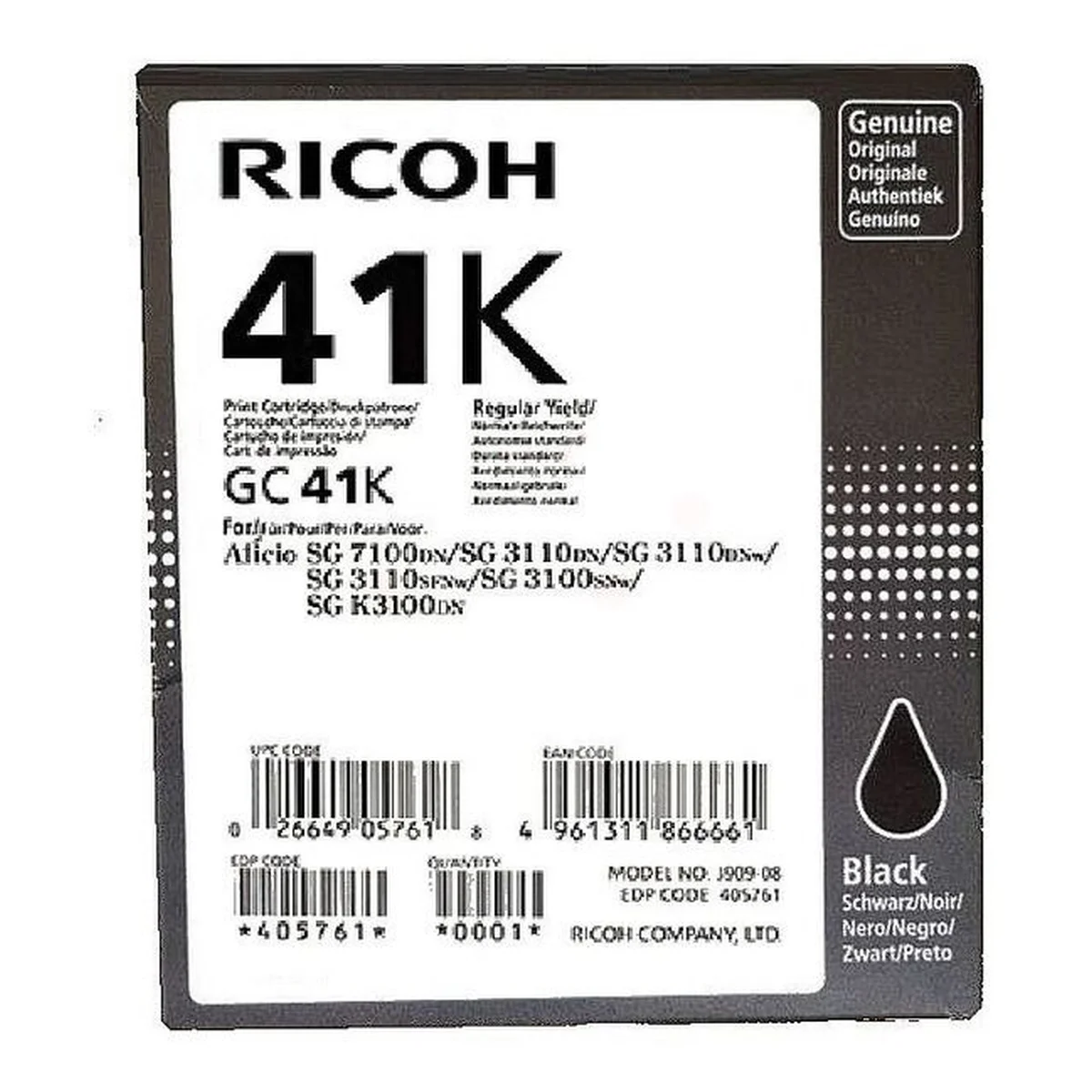 Druckerpatrone Ricoh GC-41 K schwarz 2.500 Seiten (405761)