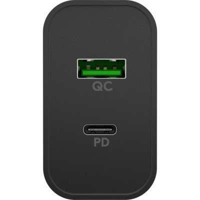 Dual-USB-Schnellladegerät PD/QC (45 W) schwarz