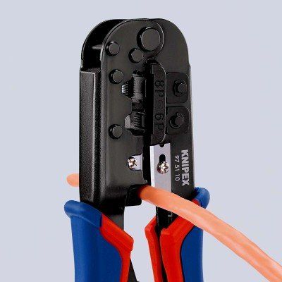 Knipex Crimp-Hebelzange für Westernstecker Westernstecker RJ11/12 (6-pin) 9.65 mm, RJ45 (8-pin)11.68 mm