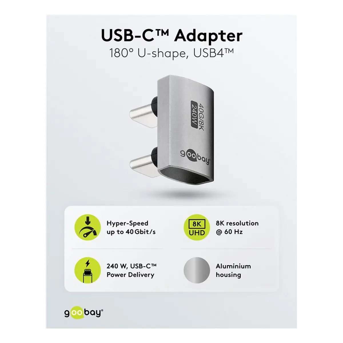 Goobay USB-C™-Adapter 180° U-Form, USB4™