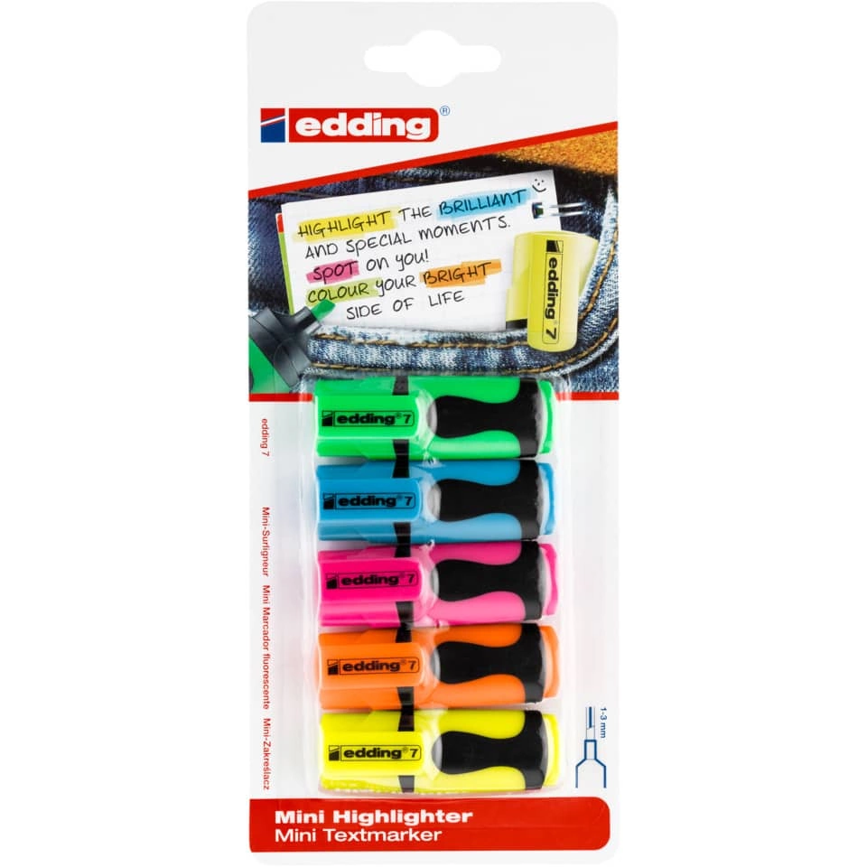 Edding Textmarker mini highlighter - 1-3 mm, sortierte Blisterkarte