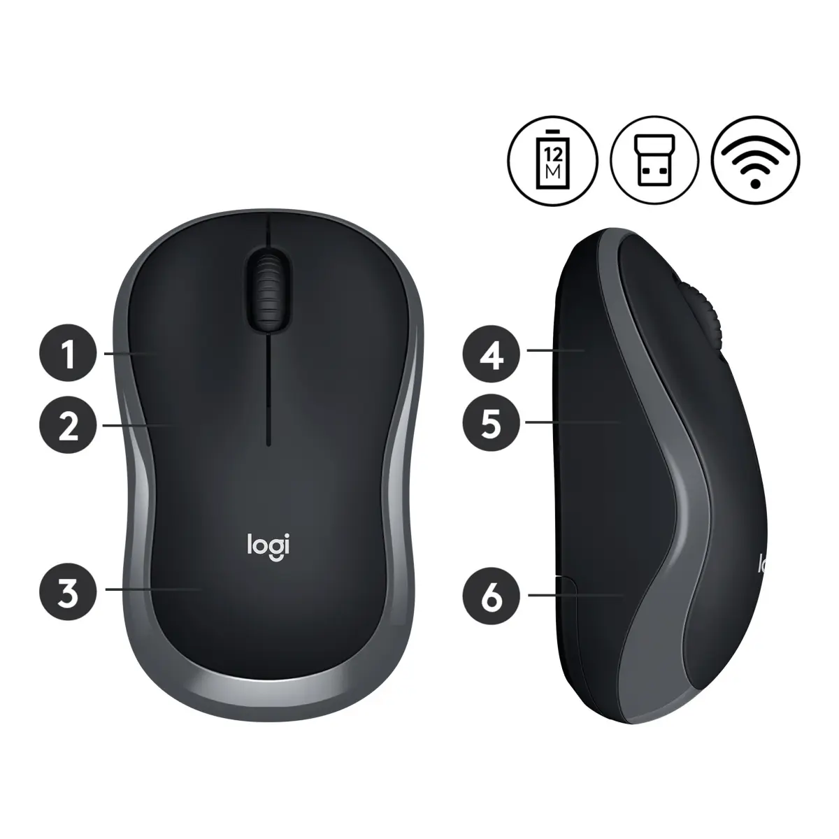 Logitech kabellose Maus M185 grau 2.4 GHz