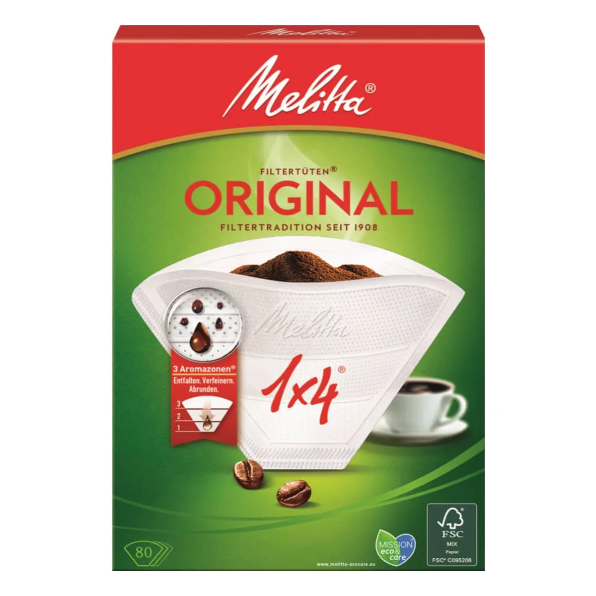 MELITTA Kaffeefilter 1x4 - Aromapor 80 Stück, weiß