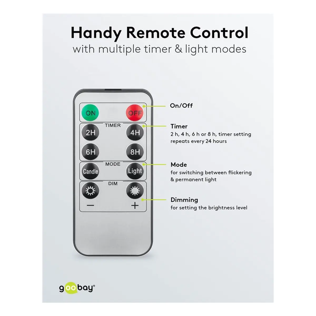 Goobay 3er-Set LED-Echtwachskerzen, weiß