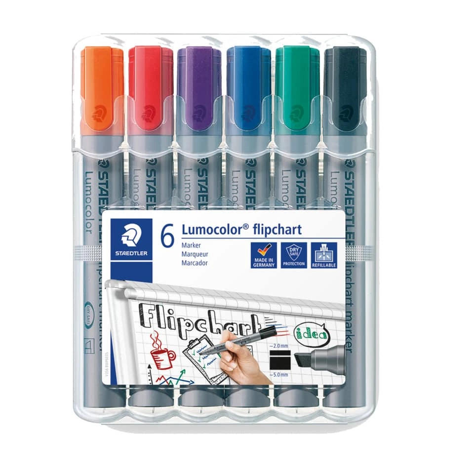 Staedtler Lumocolor® 356 B flipchart marker - Keilspitze, 6 Farben sortiert