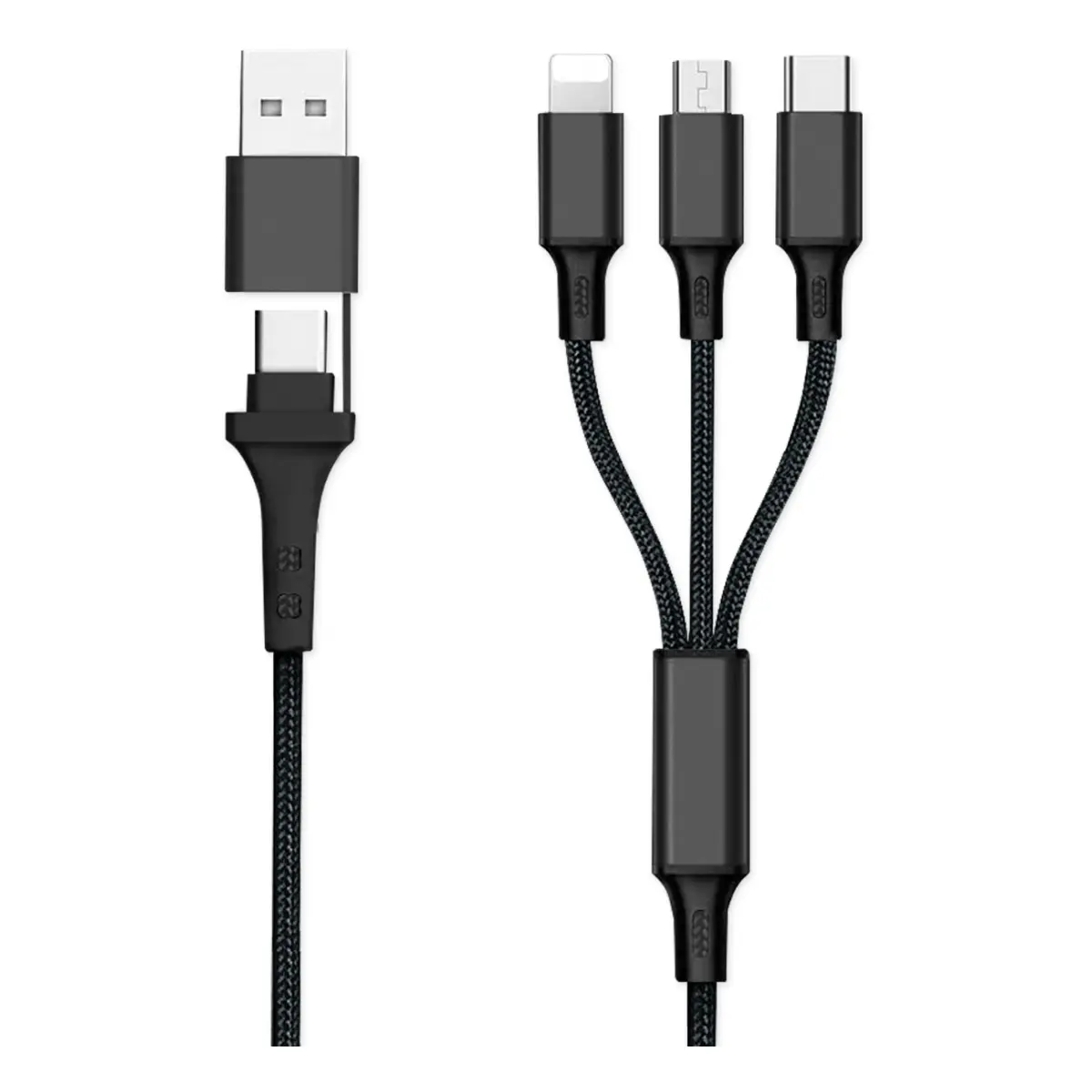 6in1 Ladekabel USB-A/Type-C/8-Pin/Micro USB 1.2m schwarz