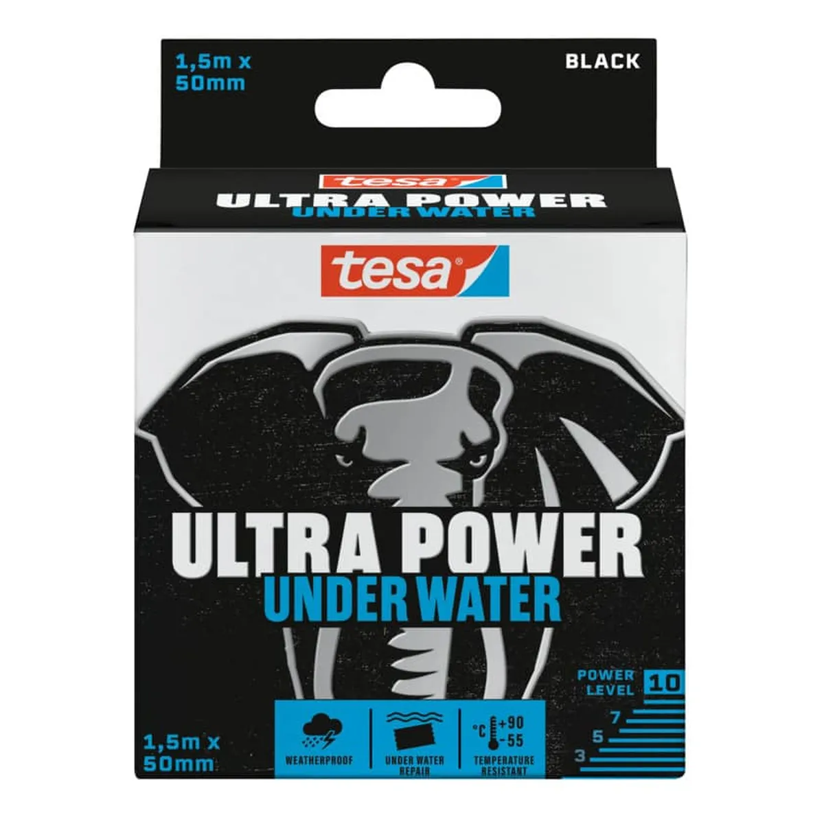 tesa® Gewebeband Reparaturband Ultra Power - 1,5 m x 50 mm, schwarz