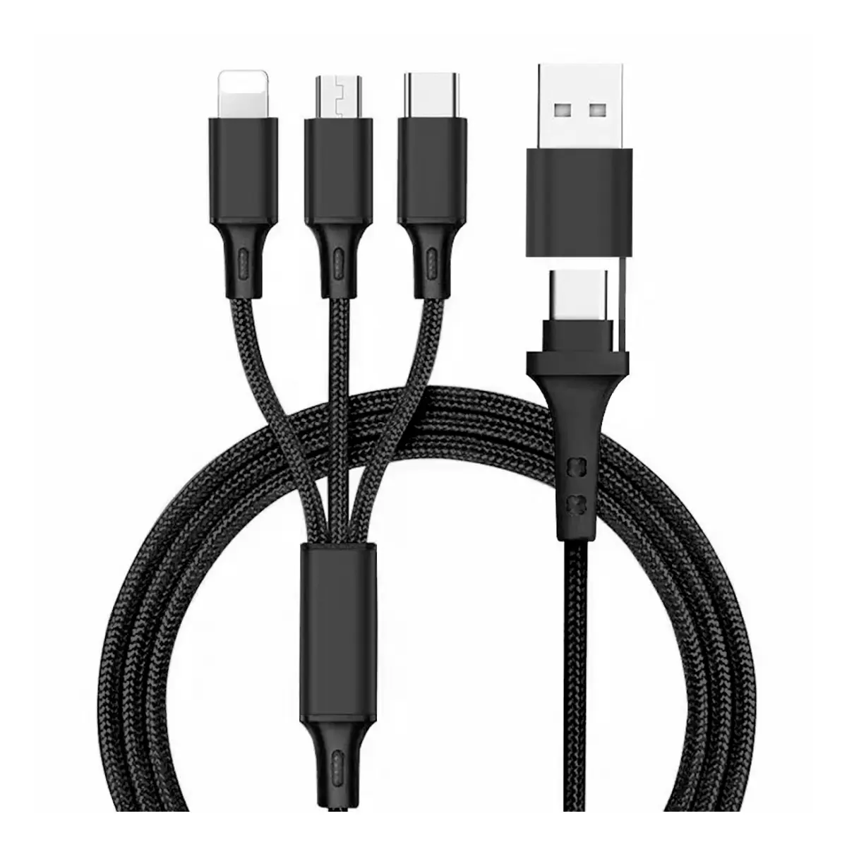 Fontastic 6in1 Ladekabel USB-A/Type-C/8-Pin/Micro USB 1.2m schwarz