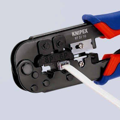 Knipex Crimp-Hebelzange für Westernstecker Westernstecker RJ11/12 (6-pin) 9.65 mm, RJ45 (8-pin)11.68 mm