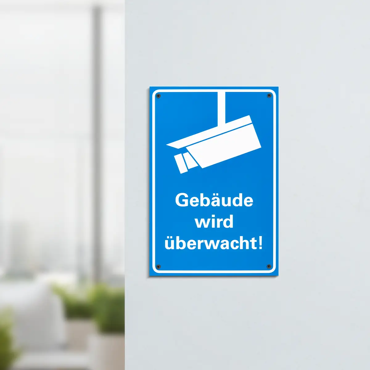 Schild - Gelände wird überwacht blau