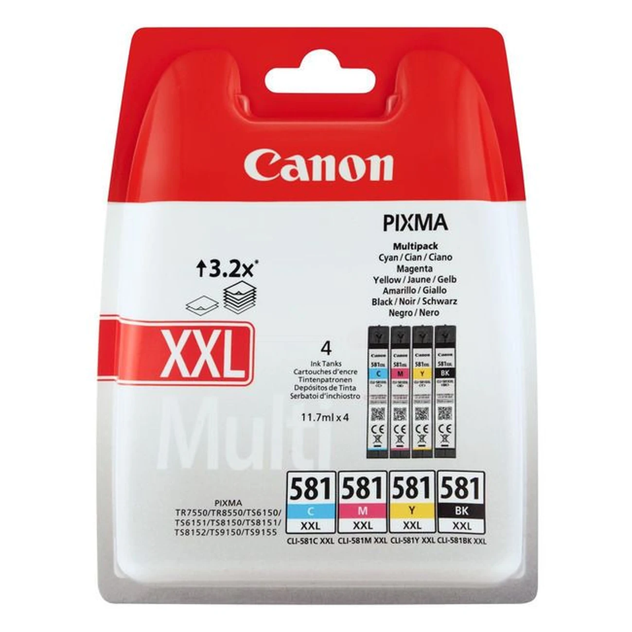 Druckerpatronen MultiPack Canon CLI-581 XXL MultiPack 46,8 ml (1998C005)