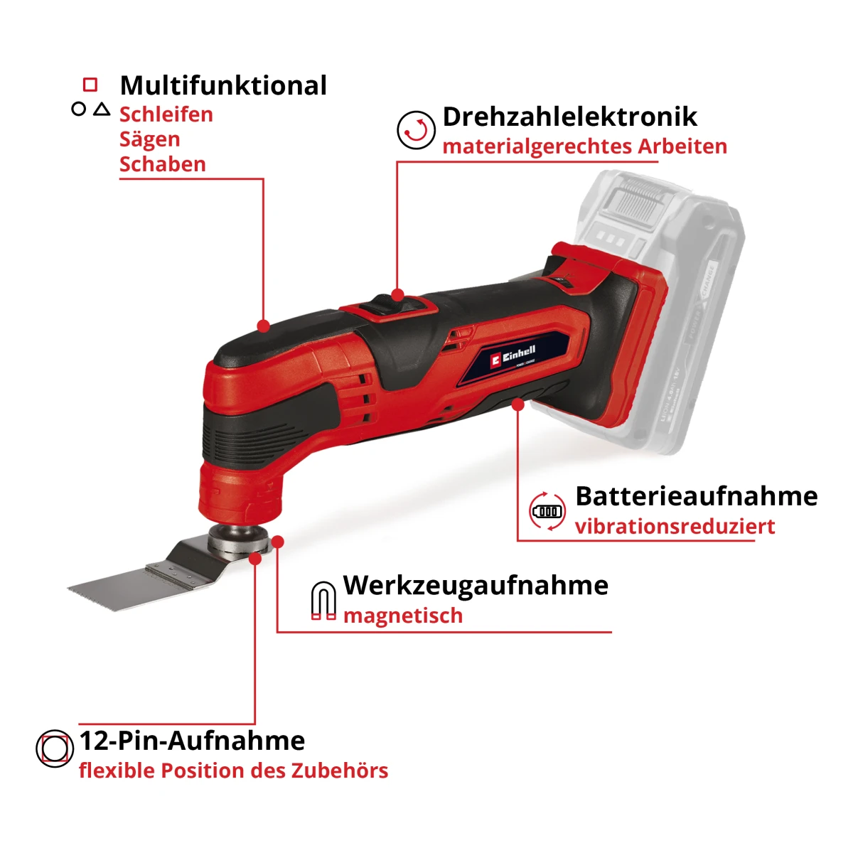 Einhell Akku-Multifunktionswerkzeug TC-MG 18 Li-Solo