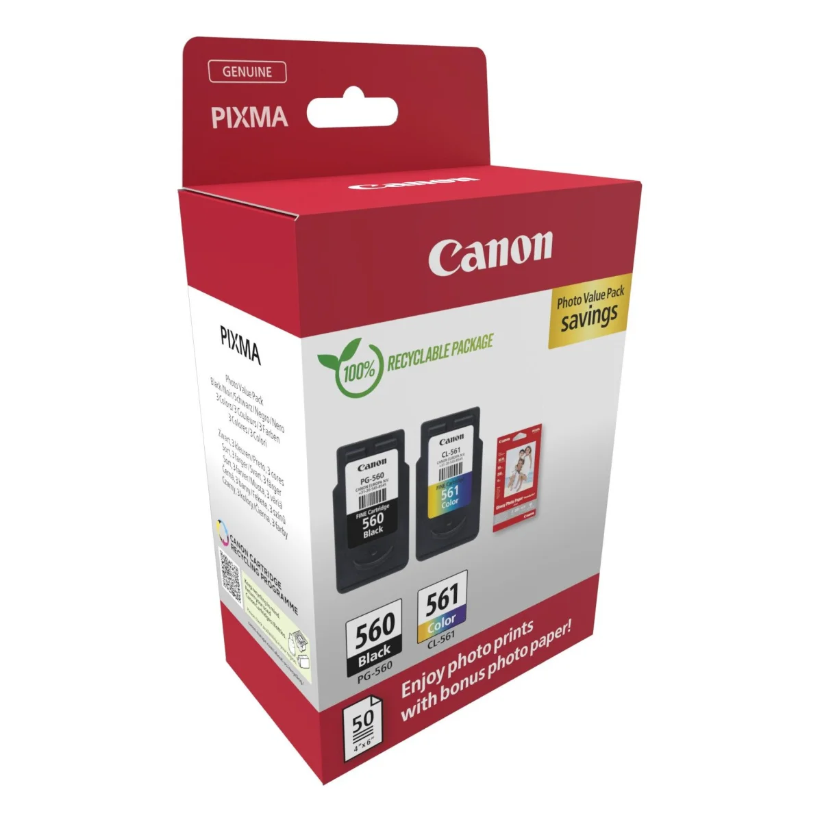 Canon Druckerpatrone 'PG-560+CL-561' Multipack schwarz + farbig PVP  