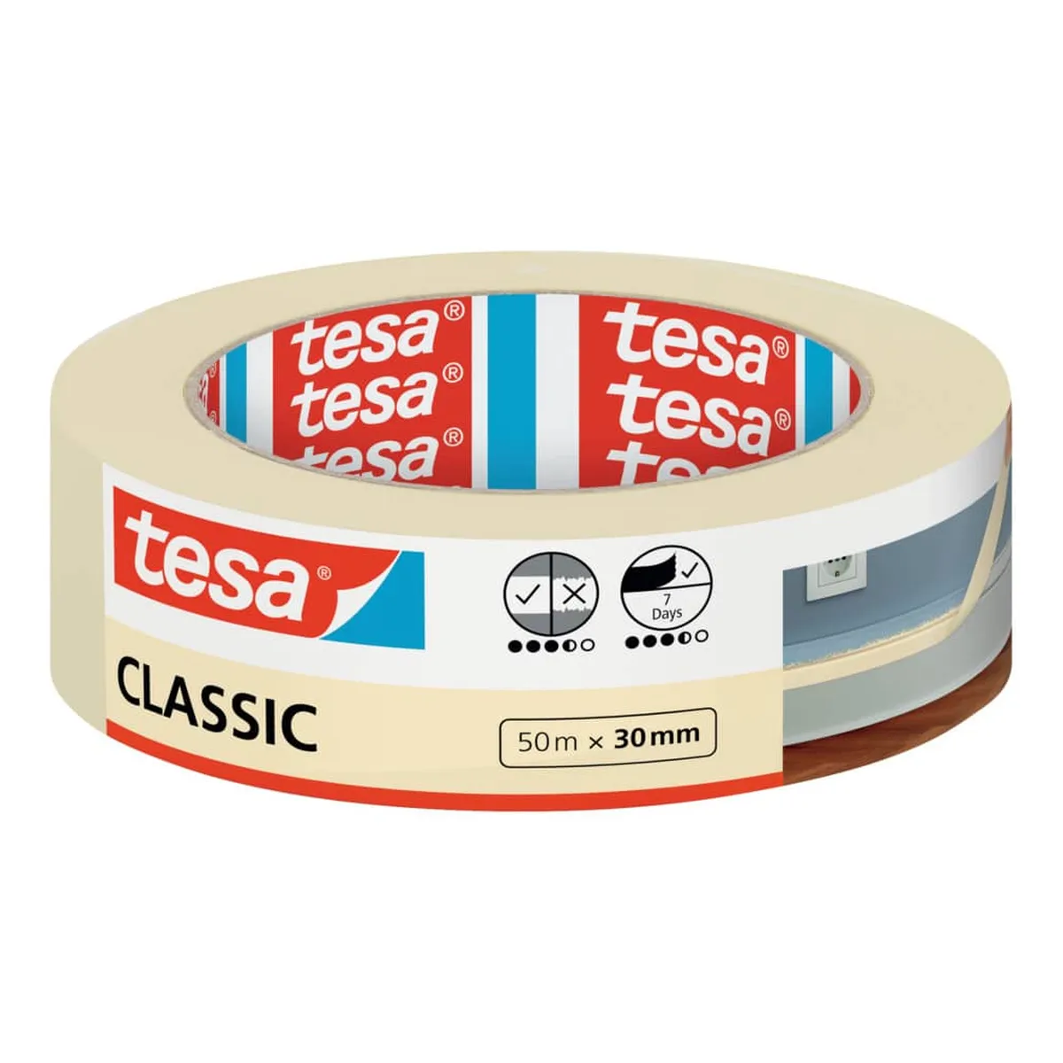 tesa® Malerband Classic - 50 m x 30 mm, beige